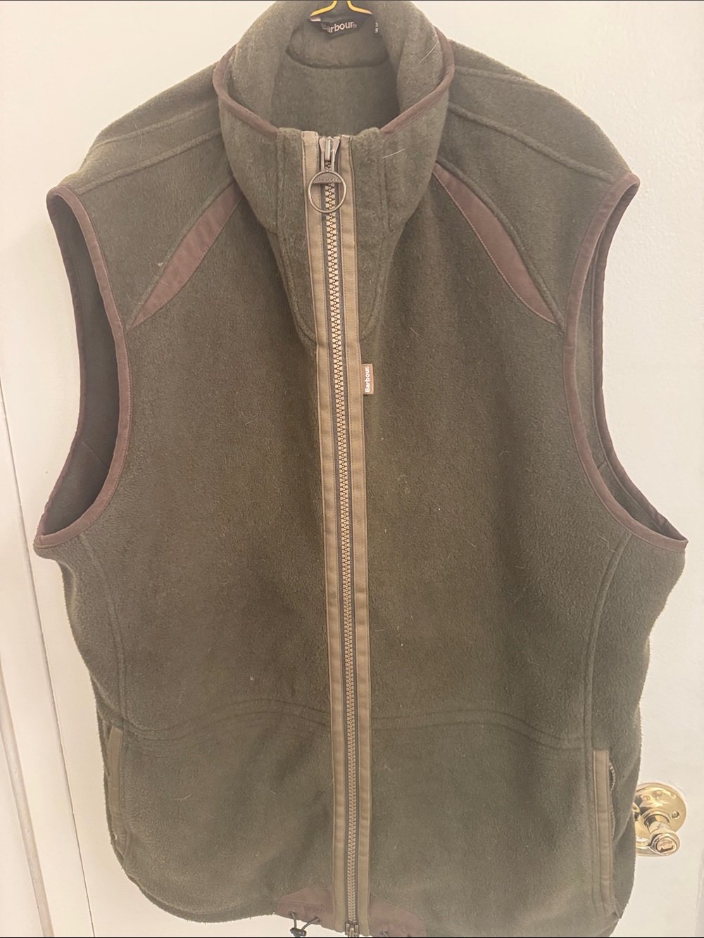 Barbour Olive Brown Fleece Zip Vest